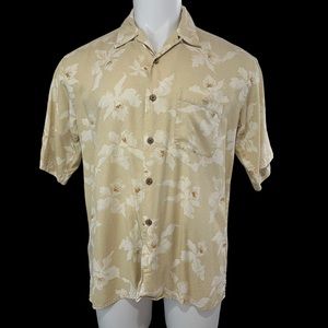 Bobby Chan Men's Shirt Silk Short Sleeve Medium M Button Down Floral (333)